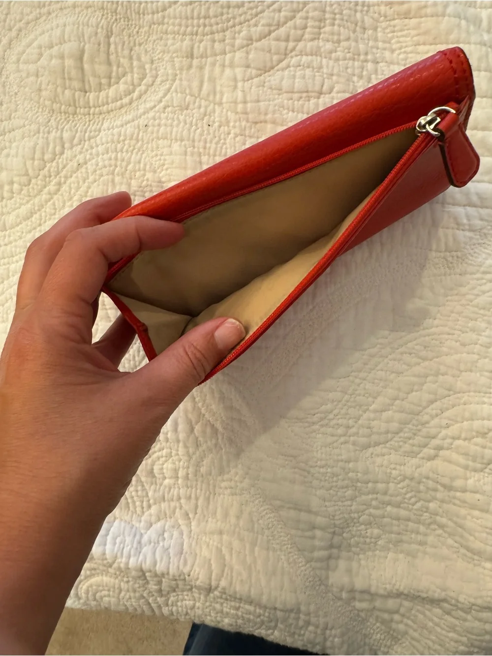 Coach Red Pebled Leather Turnlock Continental Wallet - Picture 4 of 8